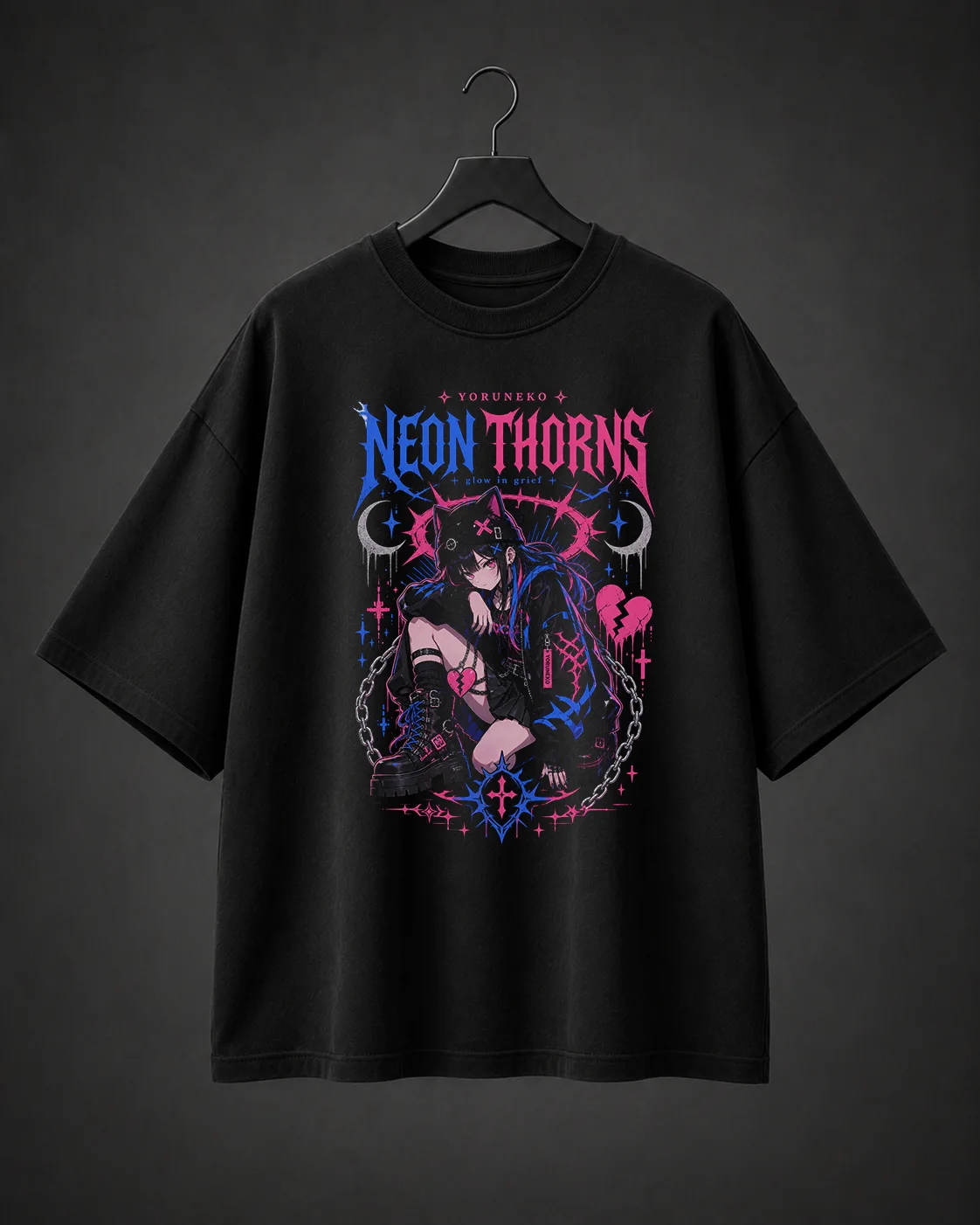 Camiseta Básica Oversized Neon Thorns
